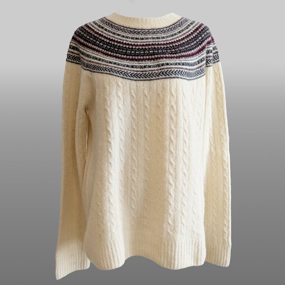 UNIQLO x Ines de la Fressange Fair Isle Cable Knit Sweater – Cream, Size L - Picture 1 of 7